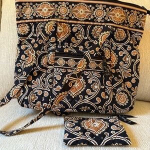 Vera Bradley Black and Tan Paisley Tote